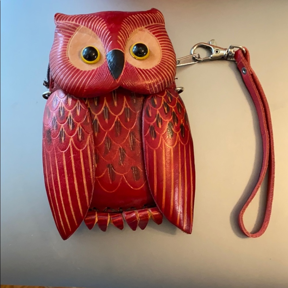 Cute Owl Shaped, handmade, genuine leather wallet.